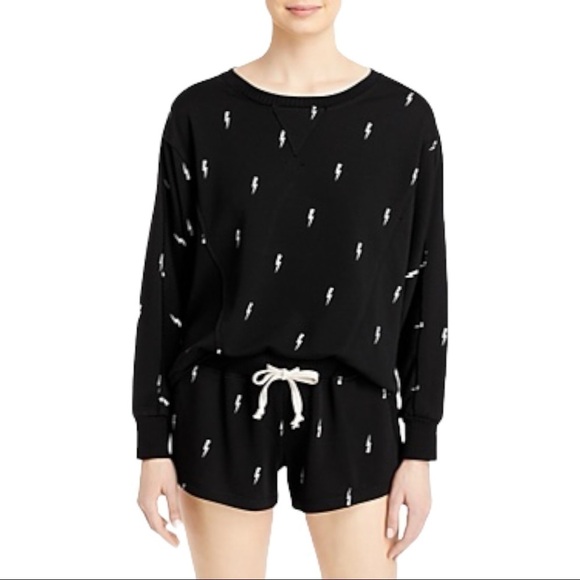 THEO & SPENCE Lightning Bolt Sweatshirt In Black White Min - Picture 1 of 10